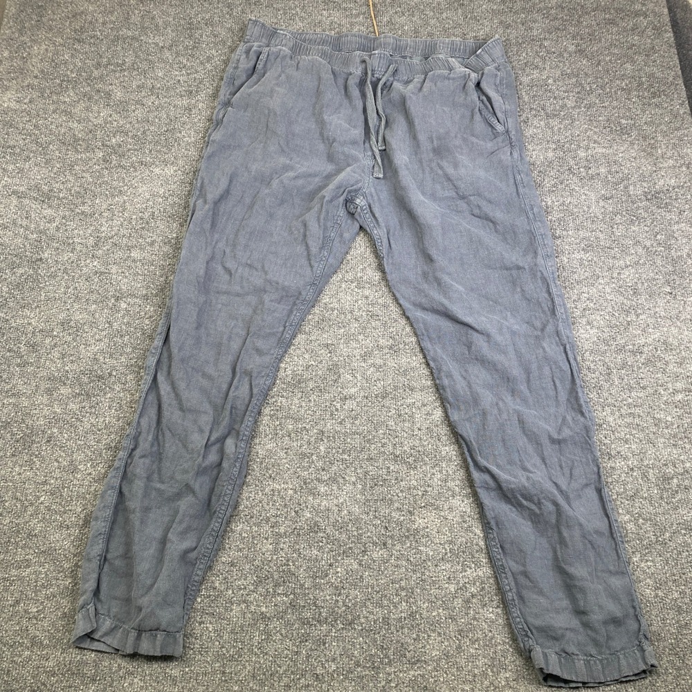 Faherty Brand Mens XXL Blue 100% Linen Drawstring Waist Pants Beach Lounge